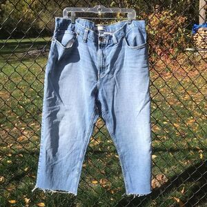 Route 66 distressed raw edge hem jeans/light wash